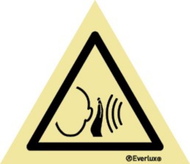 Warning sudden loud noise sign 